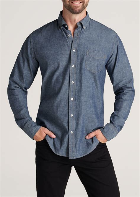 Men's Tall Chambray Button-Down Shirt in Medium Chambray | Chambray ...