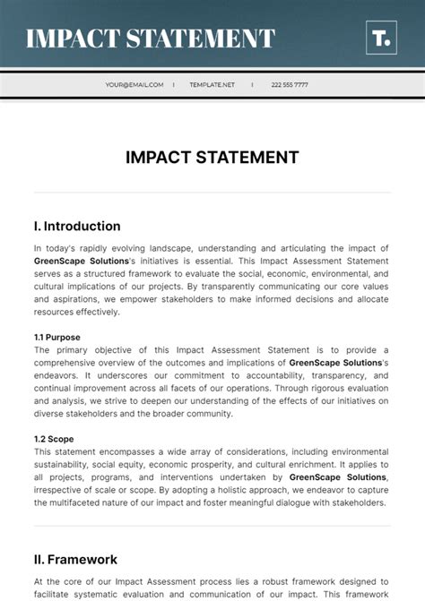 Free Impact Statement Template to Edit Online