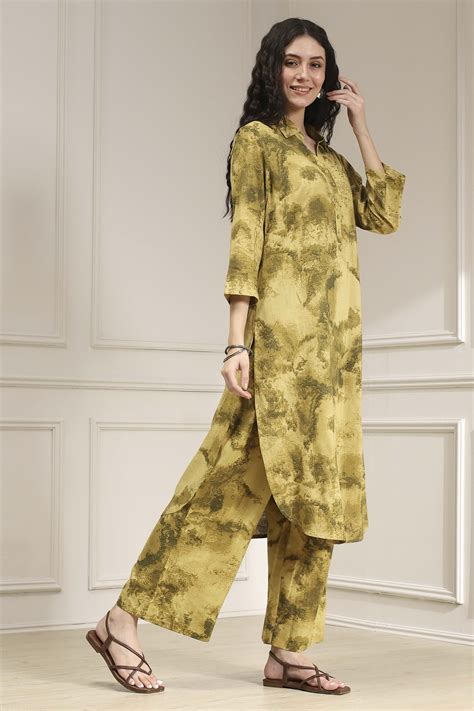 Buy Green Printed Kurta Pants Co-ord Set Online at Biba India