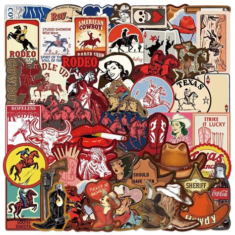 Western Cowboy Series Sticker, 50pcs/set Cowboy Themed Decorative ...
