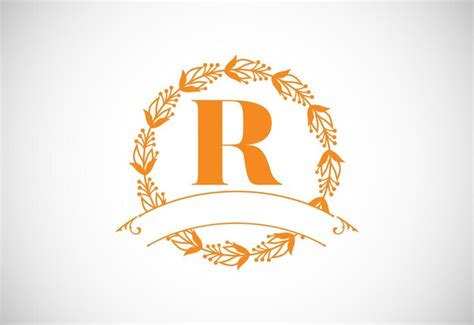 Blumenalphabet-Monogrammbuchstabe R Monogramminitialen für ...