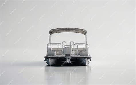 Rear View of a Modern Aluminum Pontoon Boat With Canopy | Premium AI ...