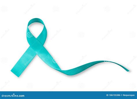 Teal Ribbon Awareness Isolated on White Clipping Path for Ovarian ...