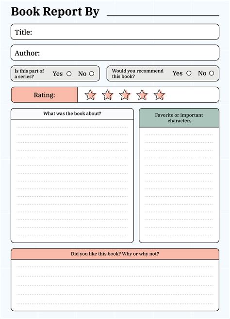 Printable Book Report Template 3rd Grade