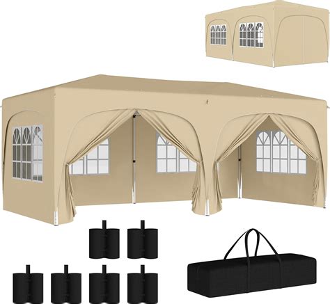 Outsunny Tonnelle de Jardin 3,5 x 3,5 m, Tente Pliante avec 4 ...