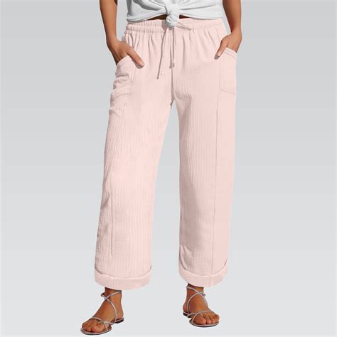 BILIKEYU Women's Lightweight Linen Summer Pants, Pants for Women Trendy ...