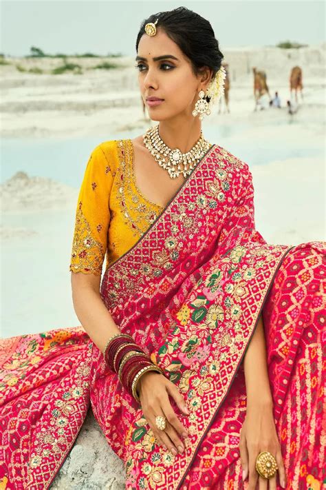 RED PURE KHADDI GEORGETTE BANDHEJ SAREE
