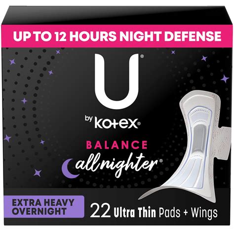 Kotex U by Kotex Balance Ultra Thin Overnight Pads with Wings, Extra ...