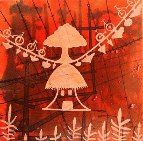 "Golden Memories": Orange Red Acrylic Painting by Lakhan Singh Jat ...