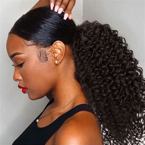 8A Brazilian Kinky Curly Human Hair Drawstring Ponytail Extension for ...