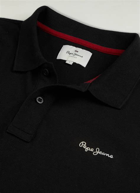 Men Black Solid Short Sleeves Polo | Pepe Jeans India