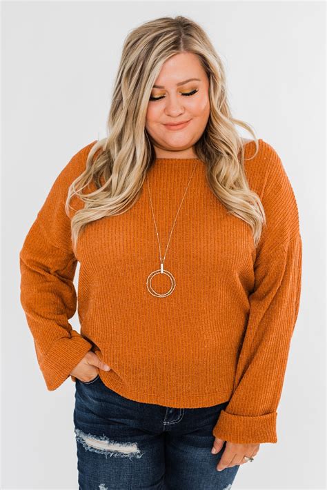 Button Down Back Sweater- Burnt Orange – The Pulse Boutique