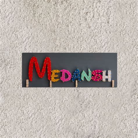 Multi-coloured Personalised String Art Name Plate – acrylicsheetsindia