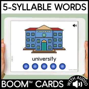 5 Syllable Words Speech Therapy Multisyllabic Word Practice Boom Cards