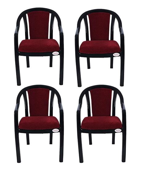 PETALS Royal Plastic Cushion Chairs for Home, Office & Outdoor, Plastic ...