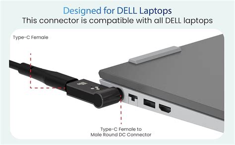 Ambrane USB C to Smart Tip Connector for Dell Laptops 100w PD Converter ...