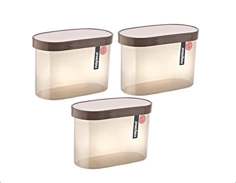 Nayasa Fusion Plastic Oval Cane Containers 1650 ml - Set of 3 - Brown ...