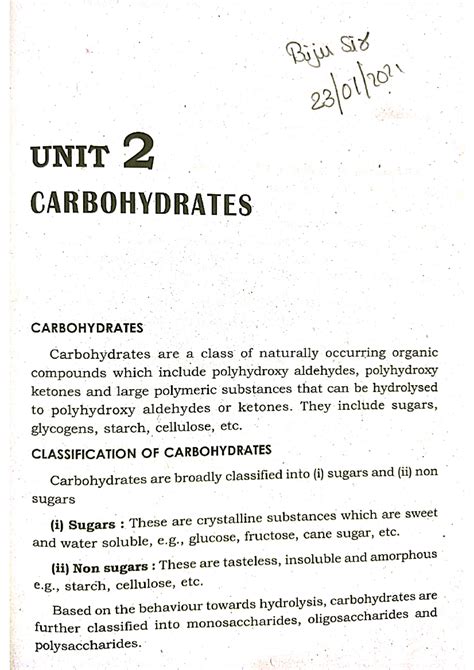 carbohydrate no - Organic Chemistry III - Studocu