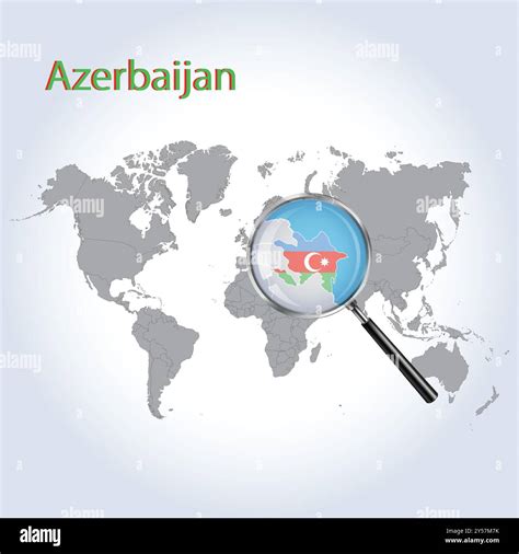 Azerbaijan Magnified Map and Flag, Azerbaijan Enlargement Maps, Vector ...