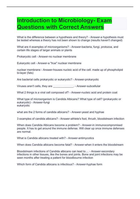 Introduction to Microbiology- Exam Questions with Correct ...