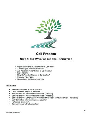 Fillable Online semnsynod Call Process STEP 5 THE WORK OF THE CALL ...