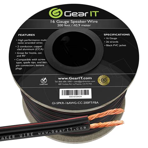 16AWG Speaker Wire, GearIT Pro Series 16 Gauge Speaker Wire Cable (200 ...