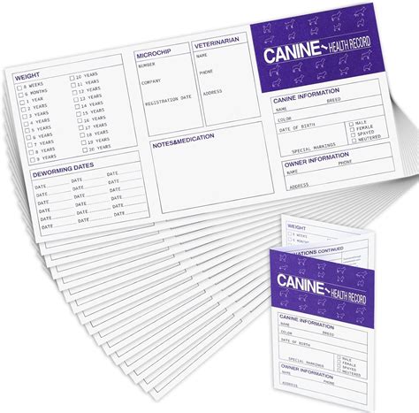 48 Pack Dog Vaccine Record Book Puppy Vaccination Record Card Foldable ...