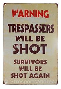 Buy Strosportsandtech Warning No Trespassing Funny Tin Sign Bar Pub ...