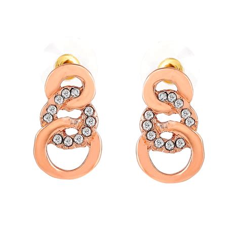 Buy Estele Rose Gold Plated Circular Stud Earrings with Austrian ...