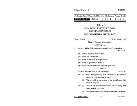 NAS105 - Printed Pages—3 NAS (Following Paper ID and Roll No. to be ...