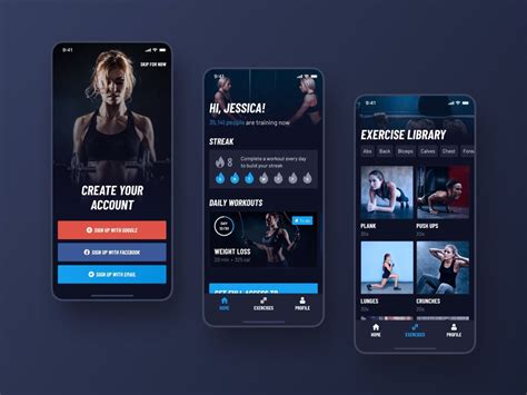 Fitness and gym concept onboarding screens for mobile app templates ...