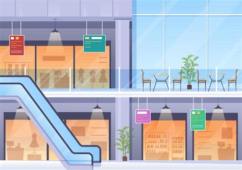 Shopping Mall Modern Background Illustration with Interior Inside ...
