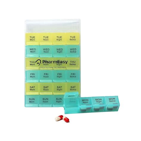 PharmEasy Weekly Pill Organiser, 4 Times A Day, 7 Days of Week, Mon-Fri ...