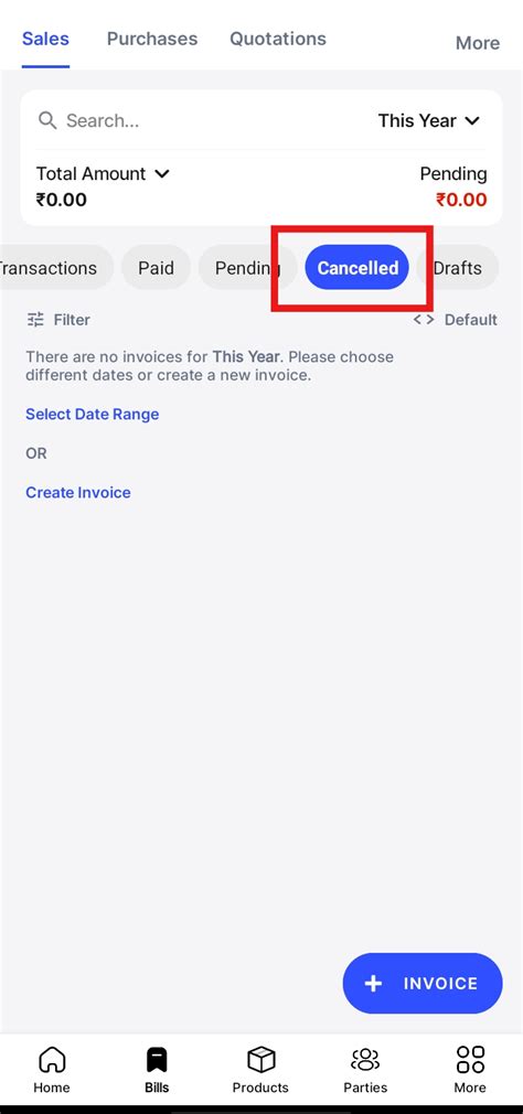 How to check the cancelled bill section in Android? - Android - Swipe