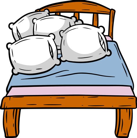 Bed with soft pillow. Bedroom and room element 23018923 Vector Art at ...