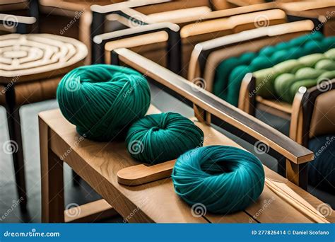 Skeins, Hanks, Balls and Green Wool Yarns Stacked. Generative AI Stock Illustration ...