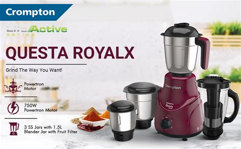Buy Crompton QUESTA ROYALX 750-Watt Mixer Grinder with Powertron Motor ...