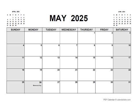 May 2025 Calendar with Holidays | CalendarLabs