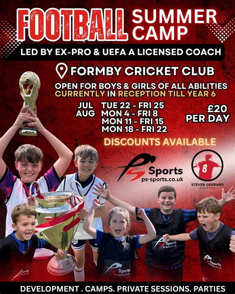 Football Summer Camp Formby, Formby CHS Club, Southport, 22 July to 25 ...