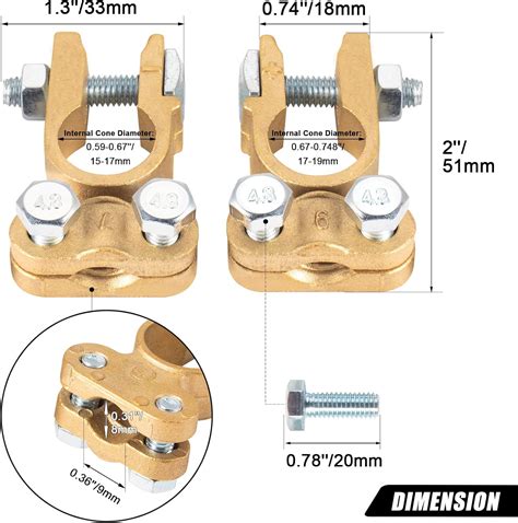 Buy CZC AUTO Battery Terminals Connectors Clamps, Brass Positive ...