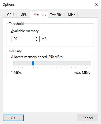 Options > Memory Options
