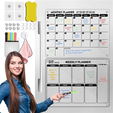 Amazon.com : Magnetic Acrylic Calendar for Fridge, 12"x16" Monthly ...
