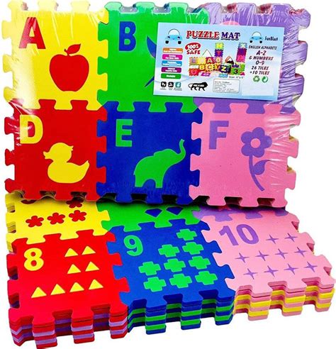 FunBlast 36pcs Alphabet Mini Puzzle Foam Mat for Kids, Interlocking ...