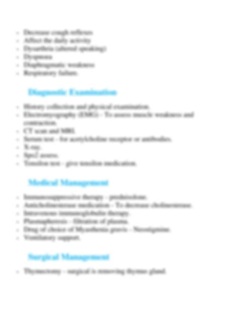 SOLUTION: Medical surgical nursing notes myasthenia gravis symptoms ...