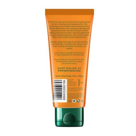 Papaya Tan Removal Face Scrub for Brightening- Biotique