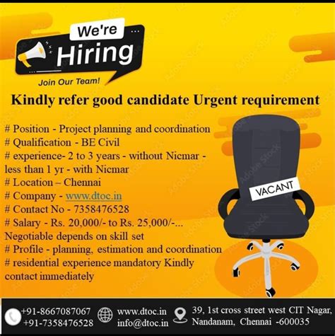 CIVIL ENGINEERING VACANCIES IN CHENNAI | TAMILNADU | ENGG JOBS 2022