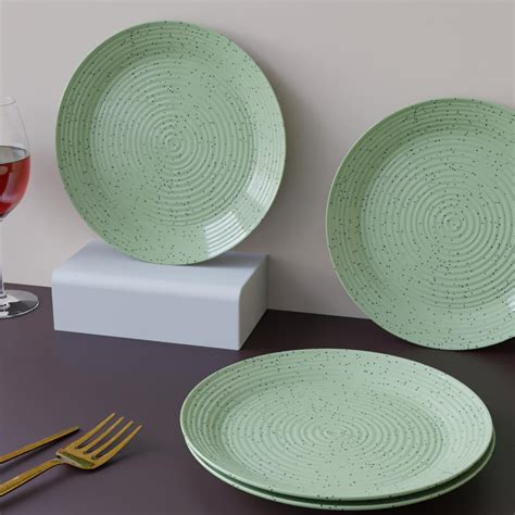 Buy The Earth Store Spiral Green Ceramic Quarter Plates Set of 4 ...
