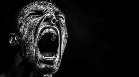 Distorted black and white photo on black background | Premium AI ...