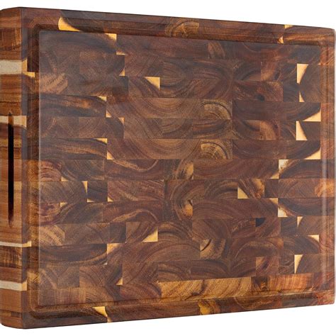 Buy AZRHOM Acacia End Grain Cutting Board 17x13 Reversible Wood Butcher ...
