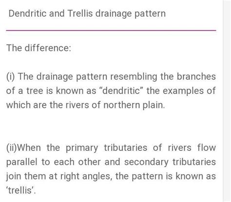 three difference between dendritic and trellis pattern - Brainly.in